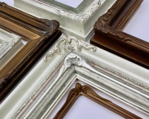large bespoke frames rich and davis white gold and dutch metal