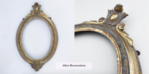 ornamental gilded oval picture frame after restoration