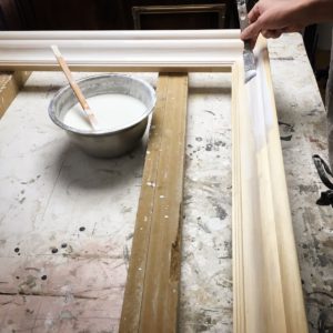 Picture frame traditional gesso hand application with brush