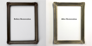 Picture Frame restoration before and after of thin ornamental frame